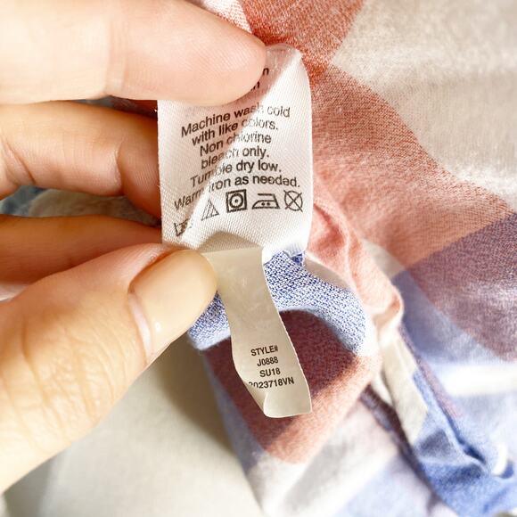 J Crew Pastel Plaid Linen Side Tie Tank Size 2 - Picture 6 of 6